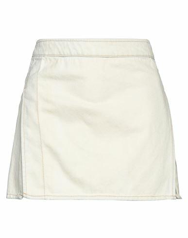 Palm Angels Woman Denim skirt Light yellow Cotton, Soft Leather, Polyester Cover