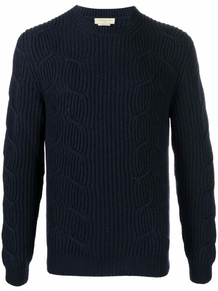 Corneliani ribbed cable-knit jumper - Blue Cover