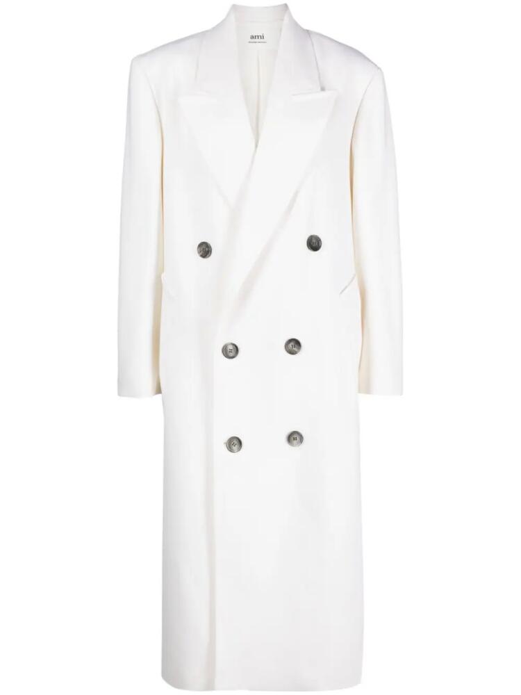 AMI Paris double-breasted virgin-wool coat - White Cover