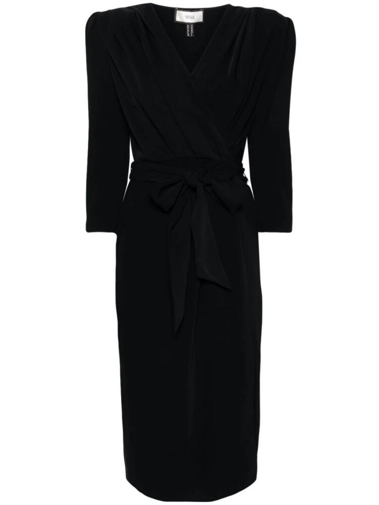 NISSA pencil wrap midi dress - Black Cover