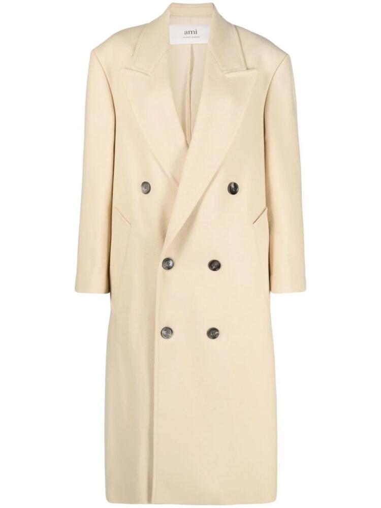 AMI Paris wide-lapels double-breasted long coat - Neutrals Cover