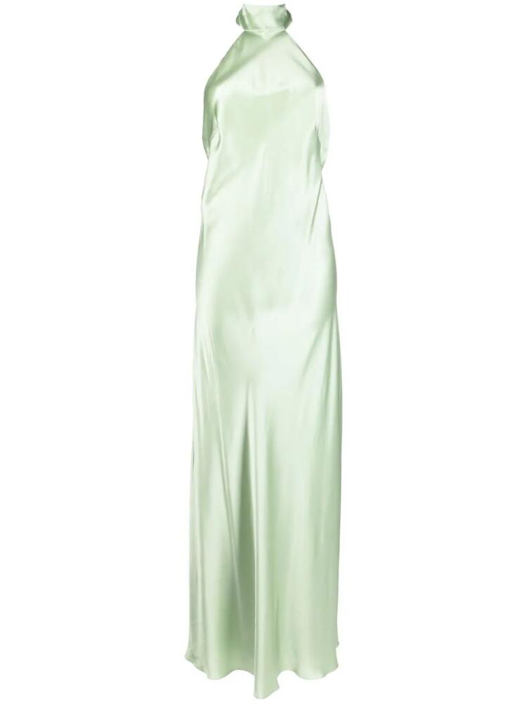 Michelle Mason backless halter-neck tie gown - Green Cover