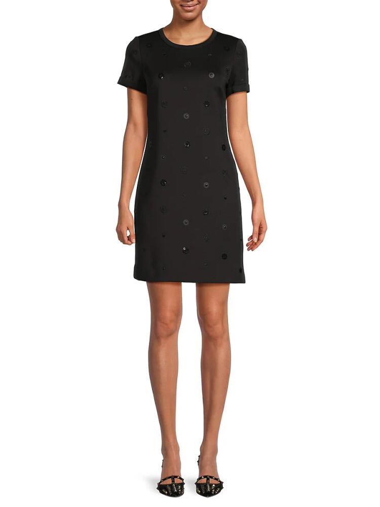 Karl Lagerfeld Paris Women's Dotted Mini Tshirt Dress - Black Cover