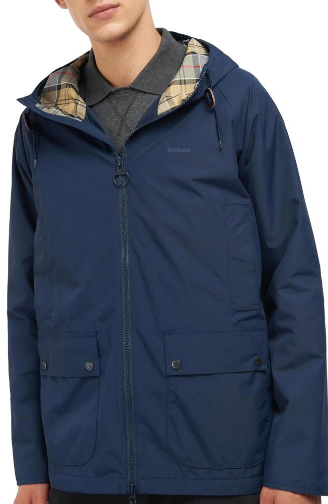 Barbour Domus Hooded Jacket in Navy/Dress Cover