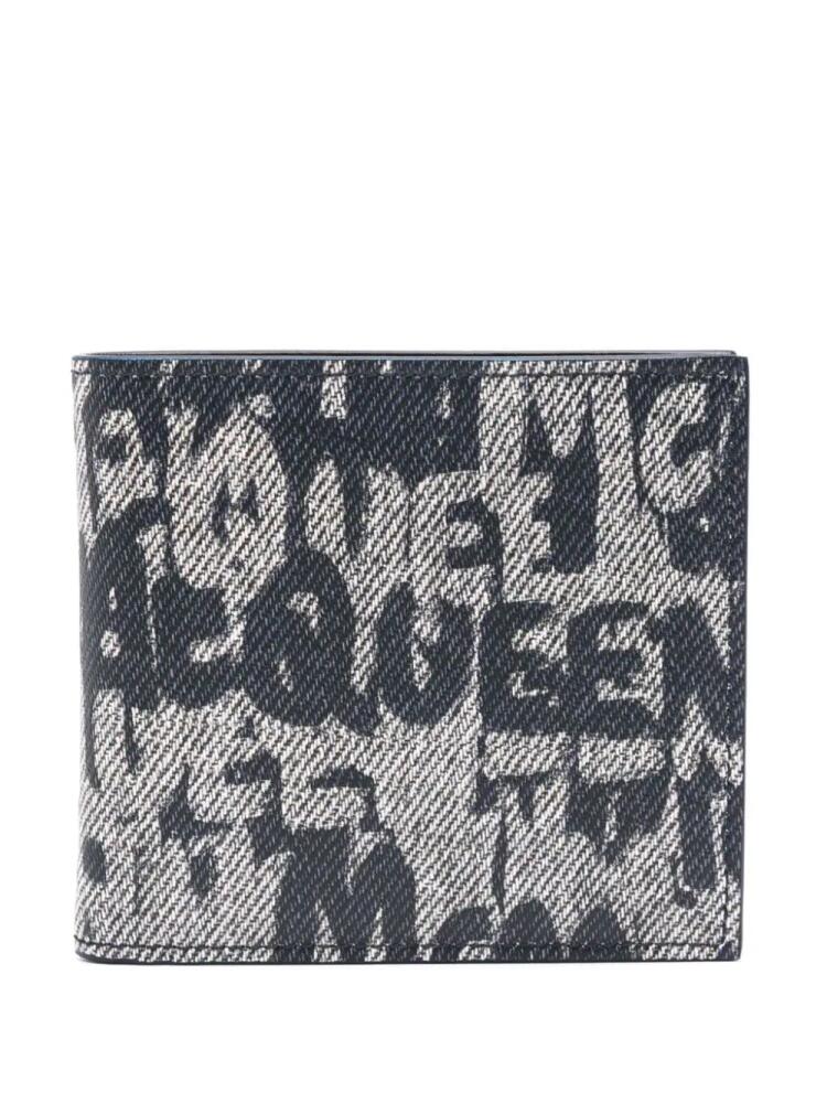 Alexander McQueen graffiti logo-print bi-fold wallet - Blue Cover