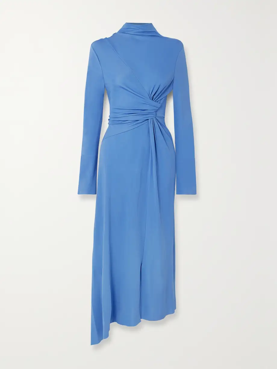 Victoria Beckham - Asymmetric Twist-front Jersey Midi Dress - Blue Cover