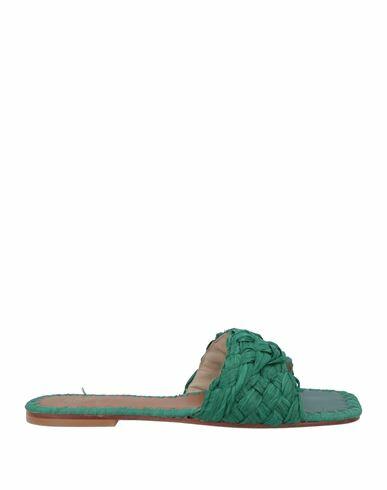 De Siena Woman Sandals Emerald green Textile fibers Cover