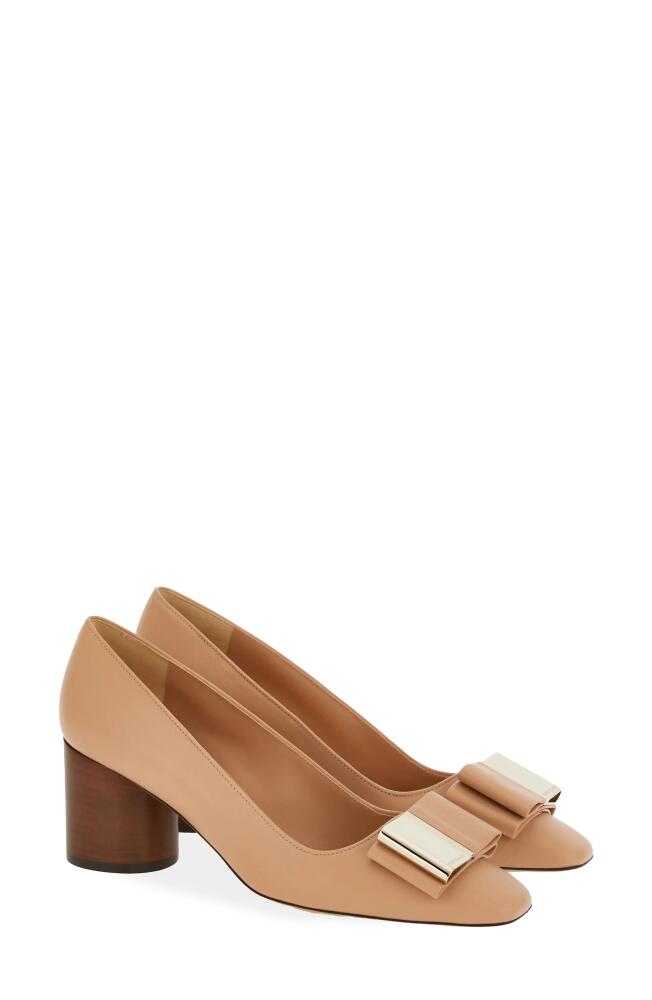 FERRAGAMO Lena Double Bow Pump in Amaretti Cover