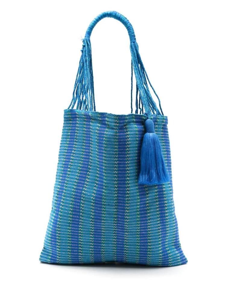 Nannacay Bianca striped woven shoulder bag - Blue Cover