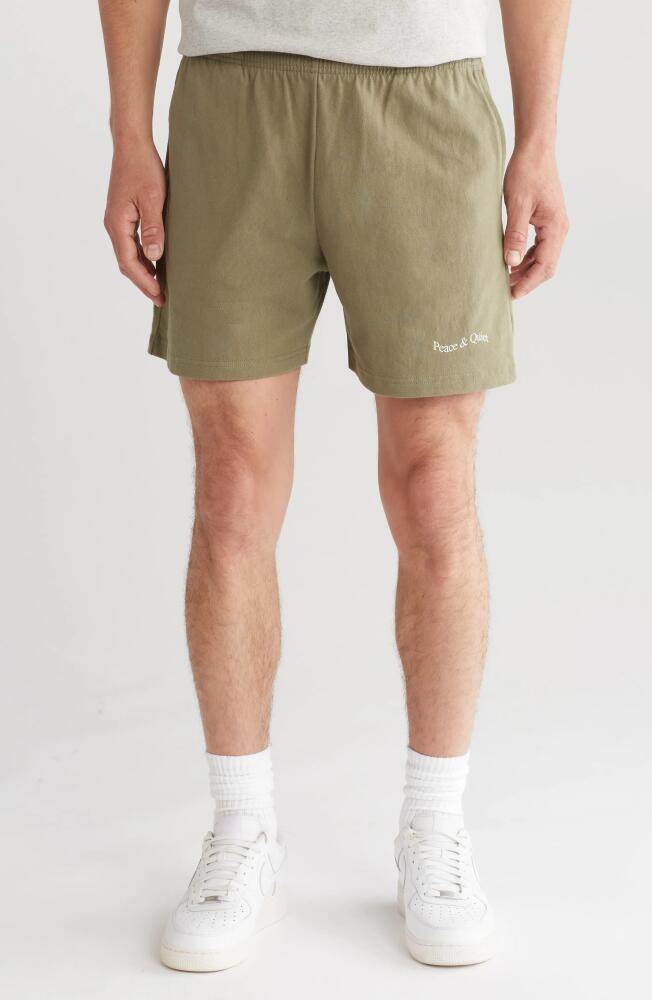 Museum of Peace & Quiet Wordmark Cotton Sweat Shorts in Olive Cover