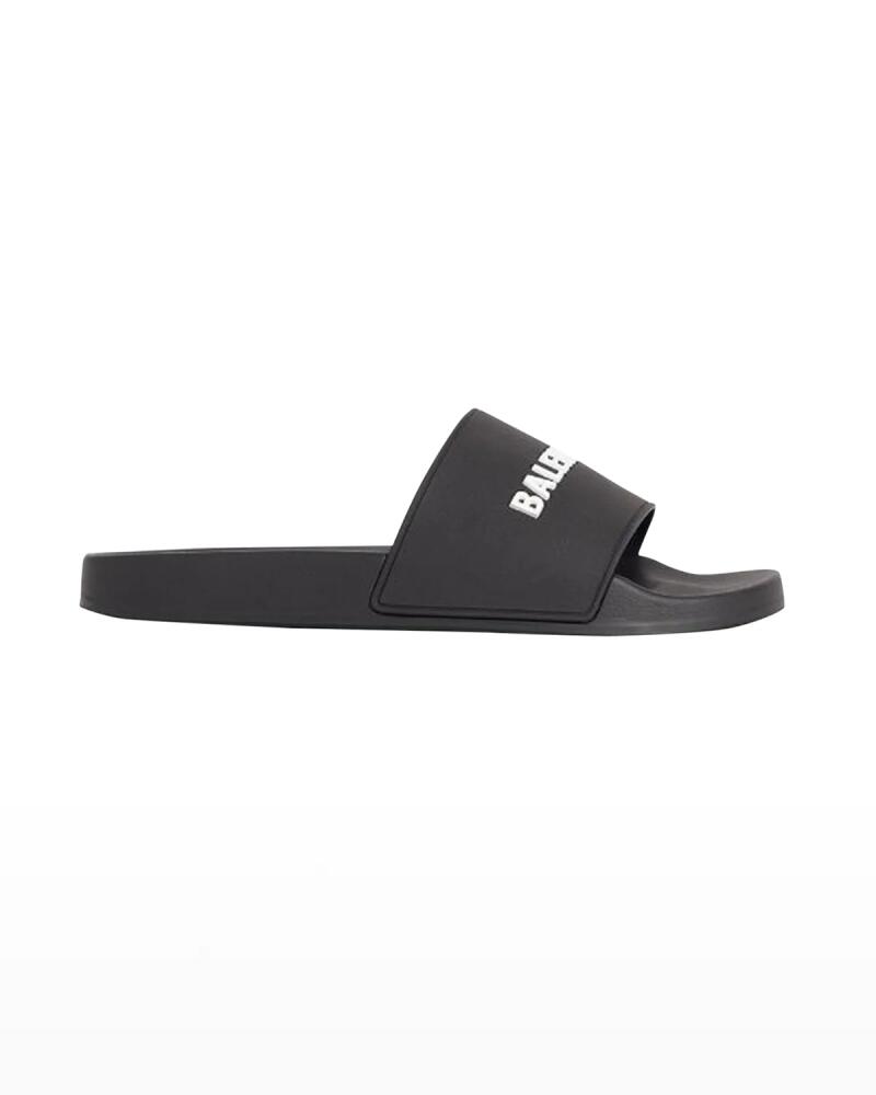 Balenciaga Men's Logo Pool Slide Sandals Cover