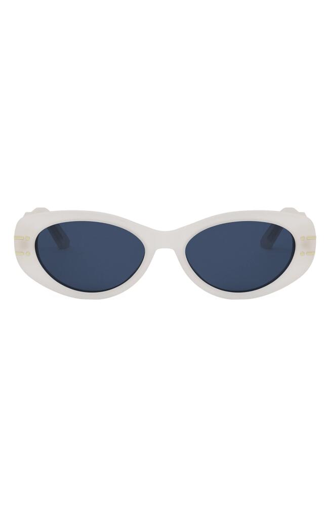 DIOR Signature B8U 55mm Butterfly Sunglasses in Ivory /Blue Cover