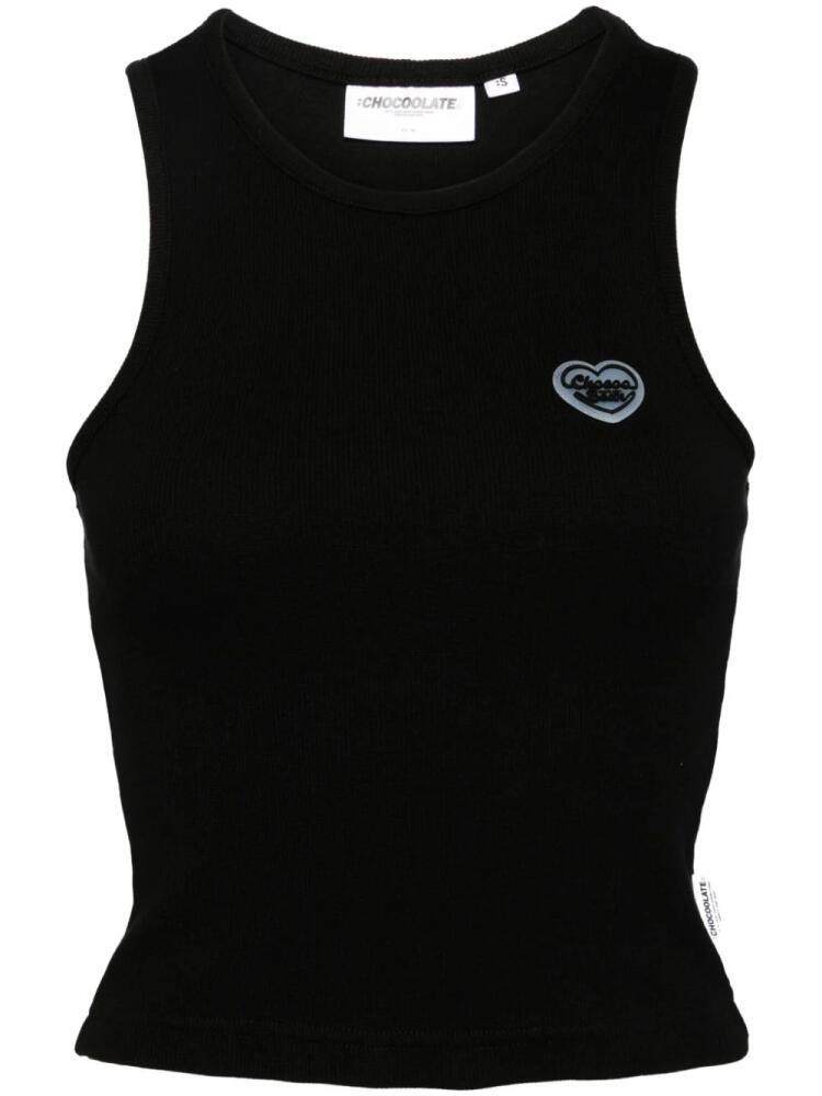 CHOCOOLATE logo patch cotton tank top - Black Cover