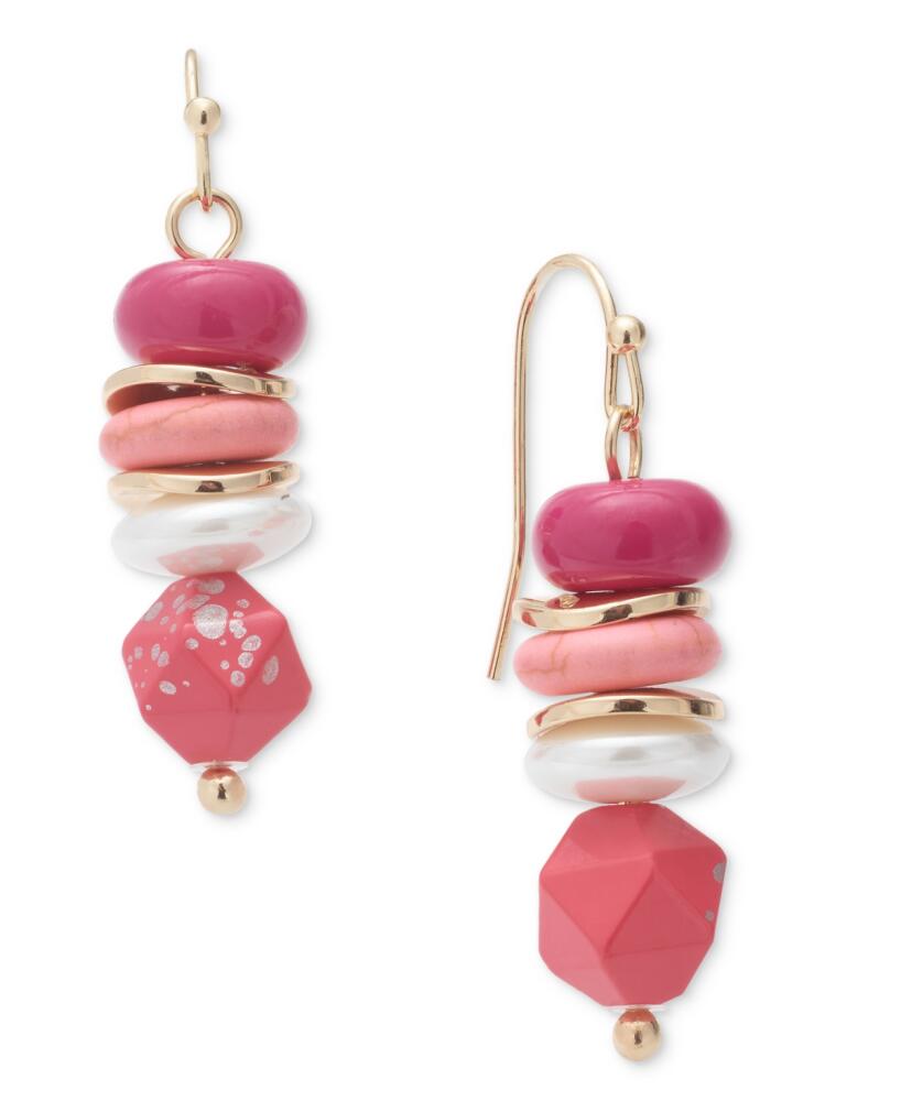 Style & Co Gold-Tone Stacked Mixed Bead Drop Earrings, Created for Macy's - Red Cover