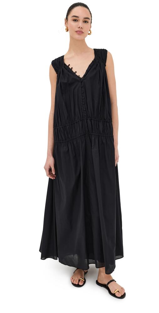 Another Tomorrow Gathered Long Dress Black Cover