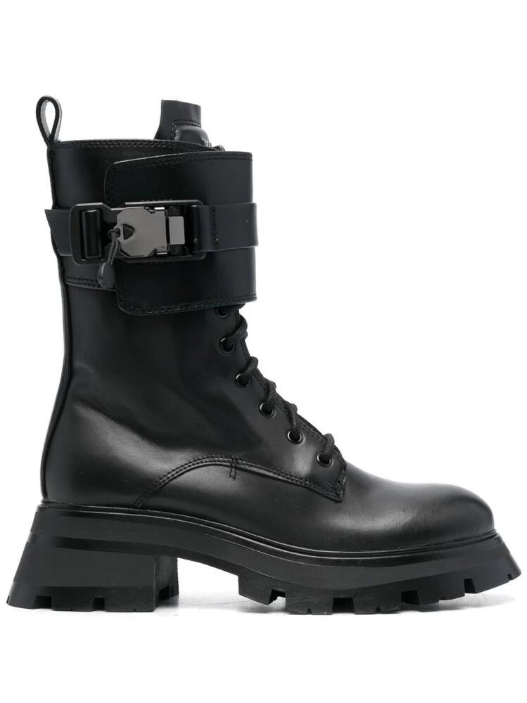 DKNY 55mm Sava buckle-detail combat boots - Black Cover