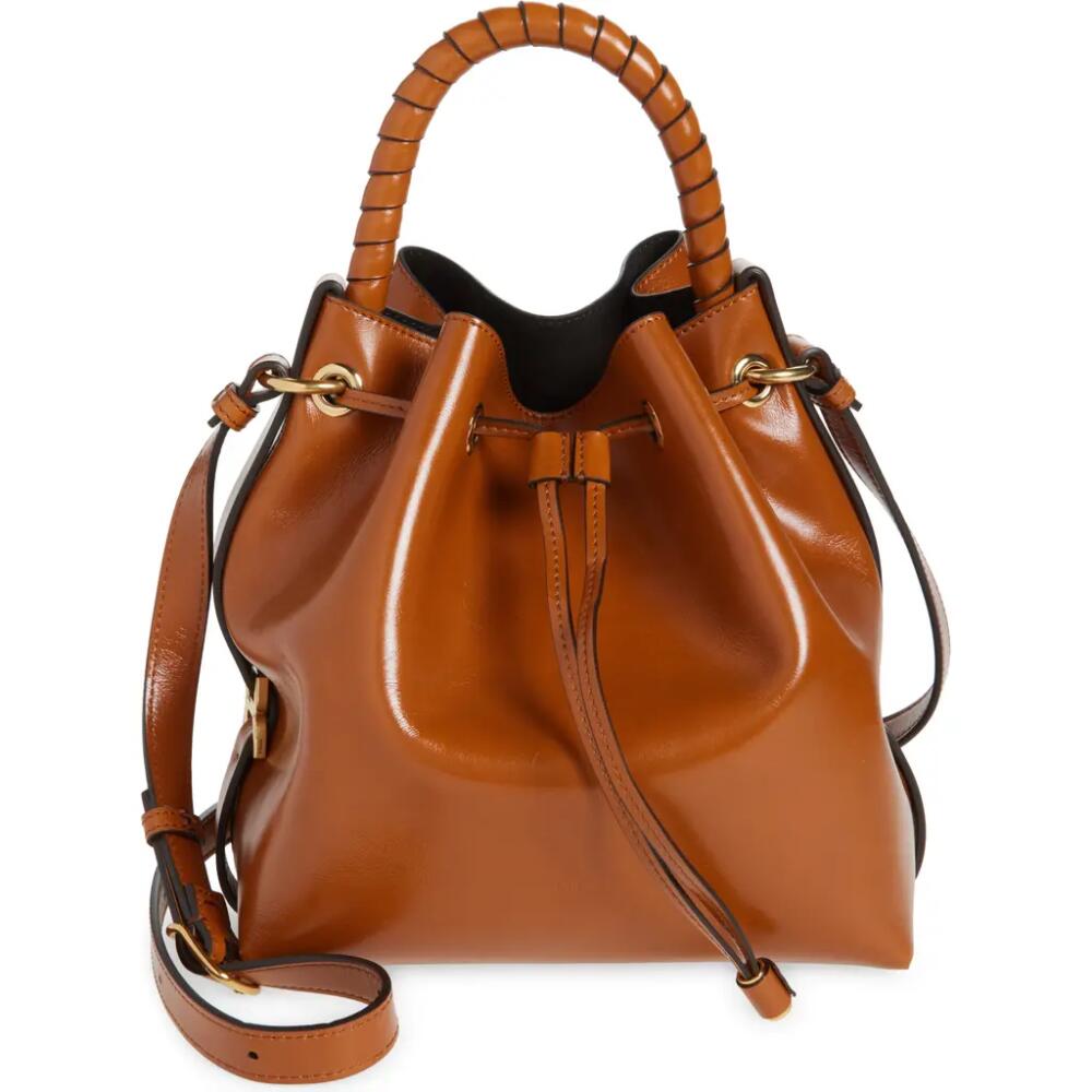 Chloé Marcie Shiny Leather Bucket Bag in 26M Clay Brown Cover