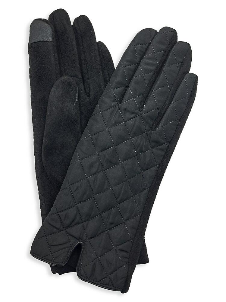 MARCUS ADLER Women's Quilted Vegan Suede Tech Gloves - Black Cover