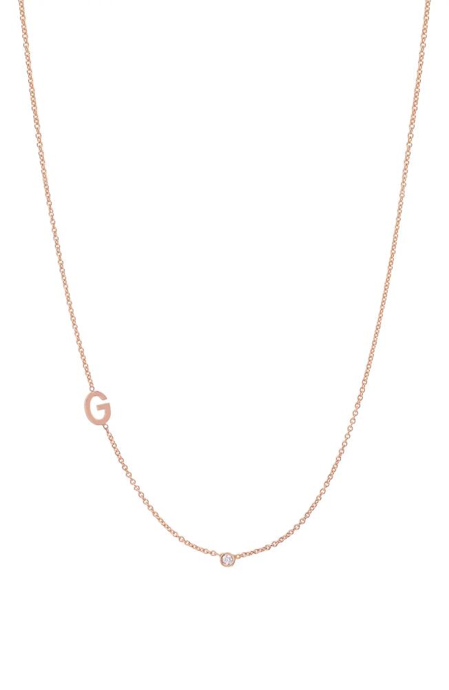 BYCHARI Asymmetric Initial & Diamond Pendant Necklace in 14K Rose Gold-G Cover