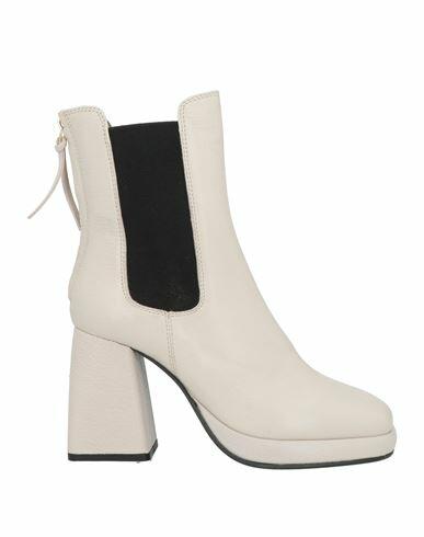 Emanuélle Vee Woman Ankle boots Cream Soft Leather, Textile fibers Cover