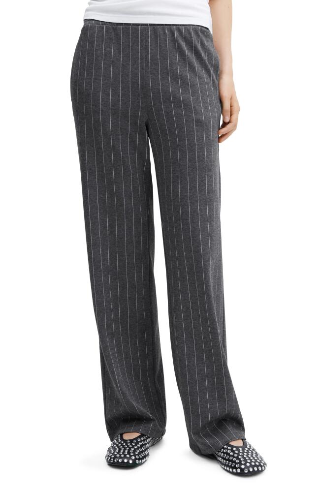 MANGO Pinstripe Knit Straight Leg Pants in Dark Heather Grey Cover