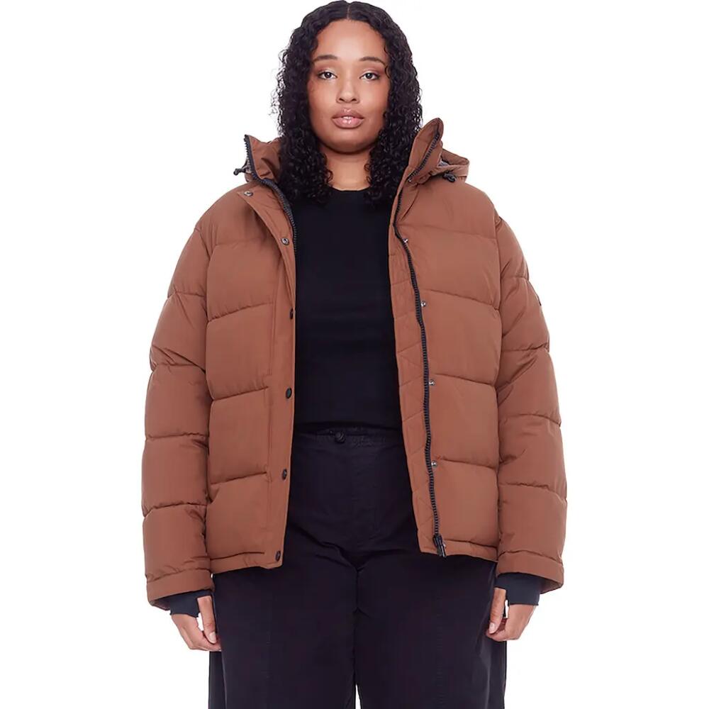 Alpine North FORILLON PLUS SIZE - Vegan Down Short Quilted Puffer Jacket in Maple Cover