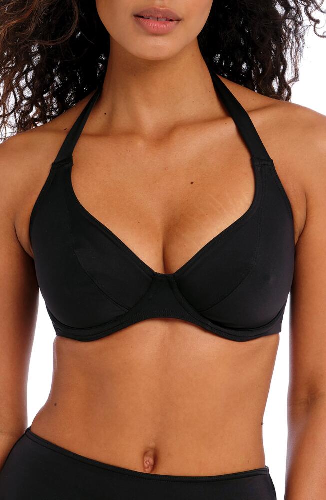 Freya Jewel Cove Underwire Banded Halter Bikini Top in Plain Black Cover