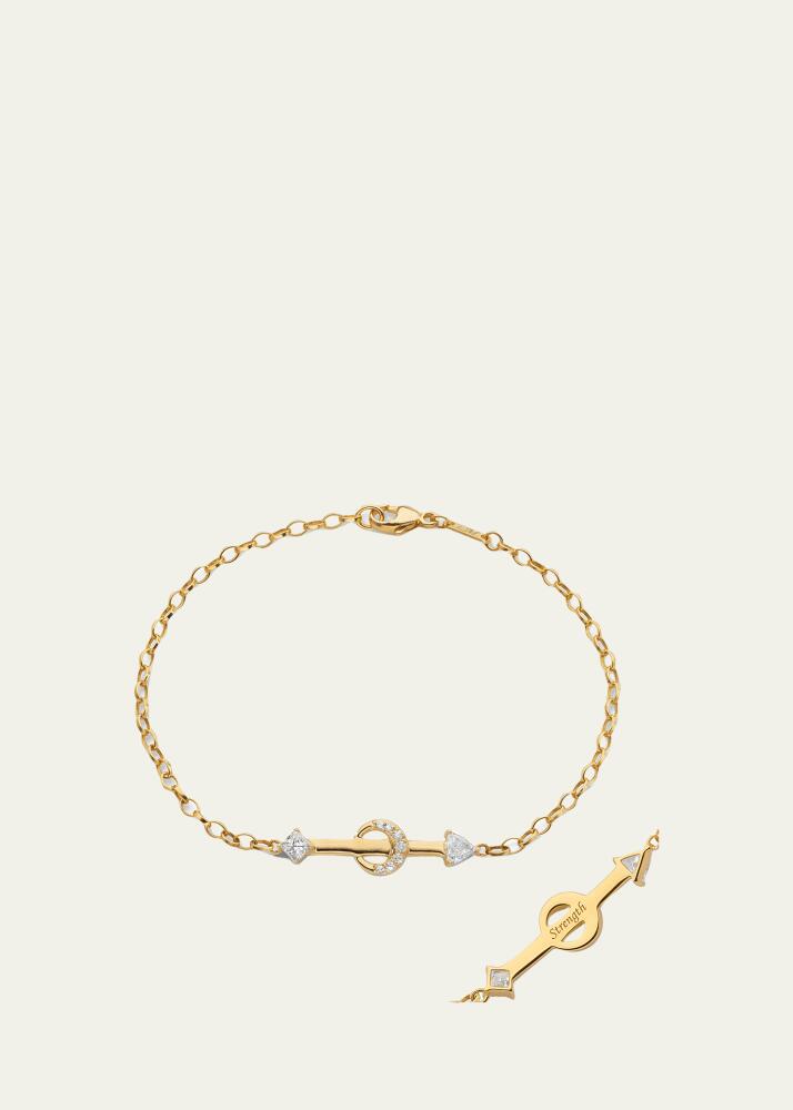 Monica Rich Kosann 18K YELLOW GOLD STRENGTH ARROW POESY BRACELET WITH TRILLION, PRINCESS CUT AND DIAMONDS Cover