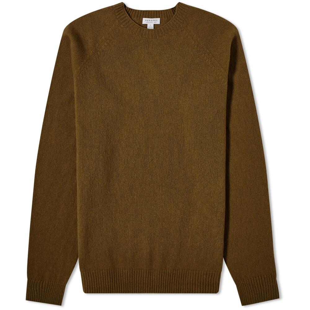 Sunspel Men's Lambswool Crew Knit in Dark Olive Cover