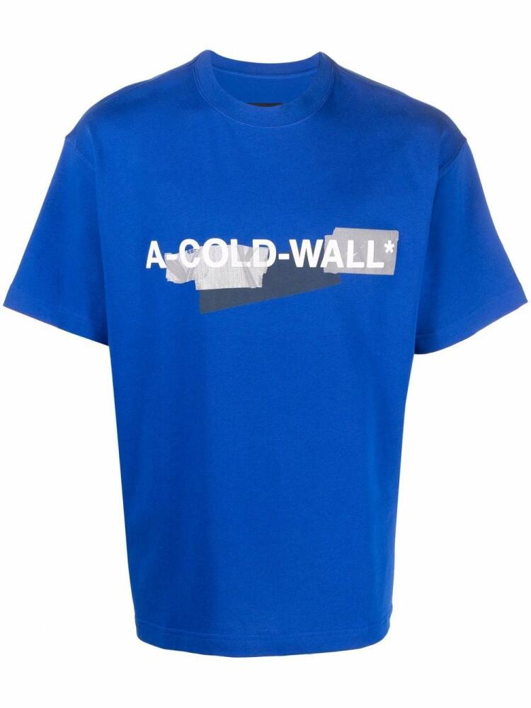 A-COLD-WALL* taped-logo T-shirt - Blue Cover