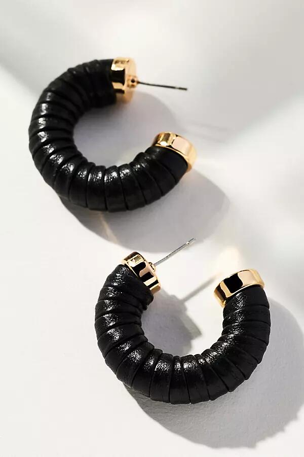 By Anthropologie Faux-Leather Wrapped Hoop Earrings Cover