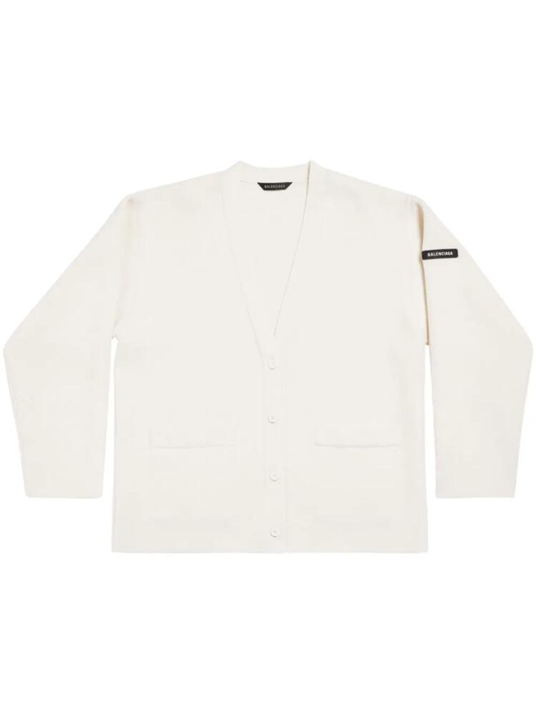 Balenciaga logo-appliqué wool cardigan - White Cover