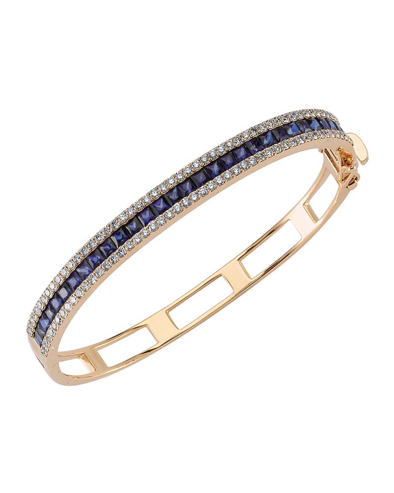 BeeGoddess Mondrian 14k Blue Sapphire and Diamond Hinge Bracelet Cover