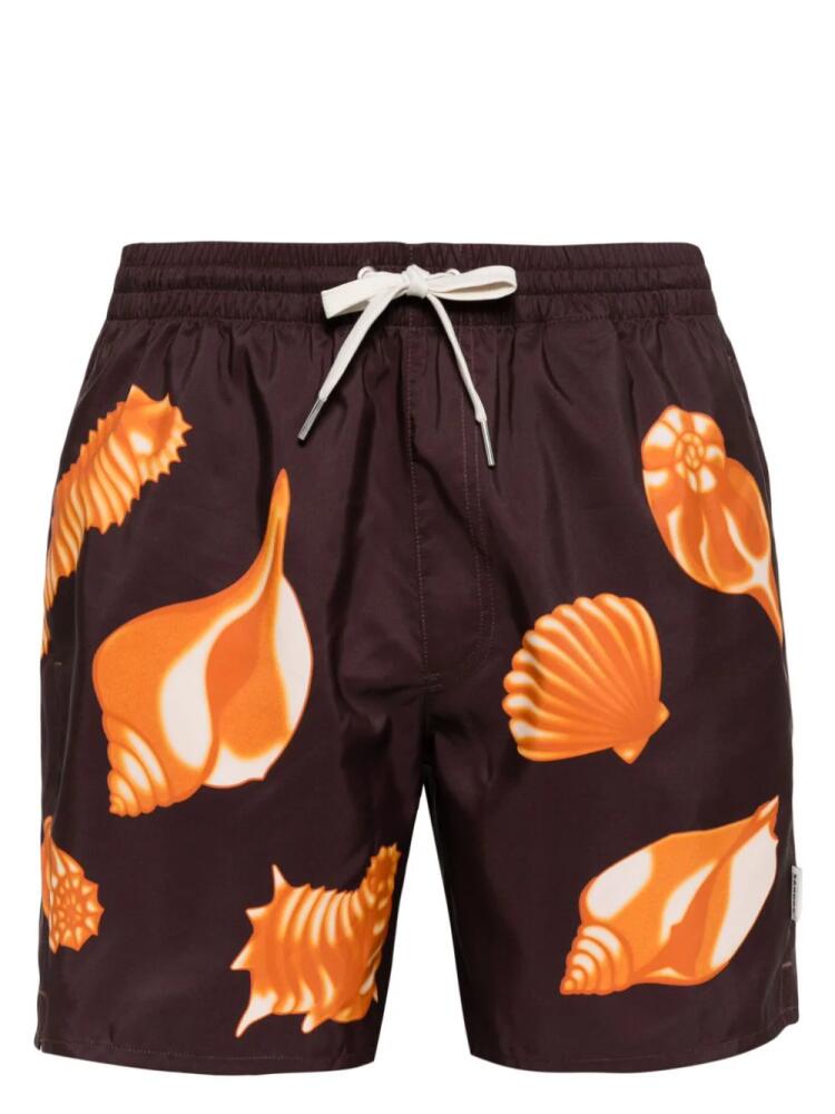 SANDRO shell-print swim shorts - Brown Cover