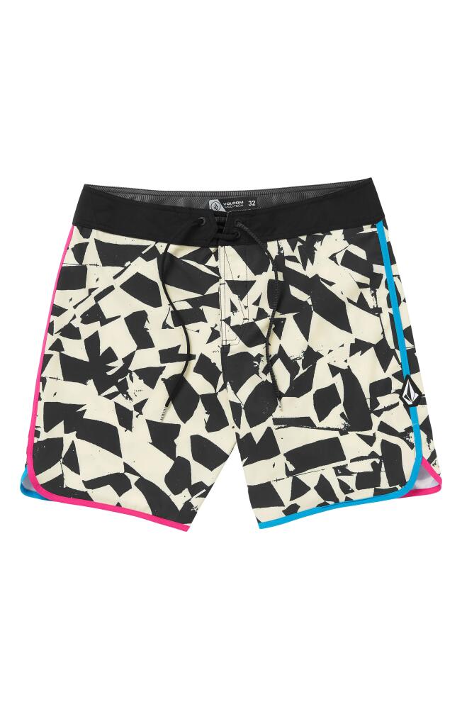 Volcom Lido Print Scallop Mod Board Shorts in Black White Cover