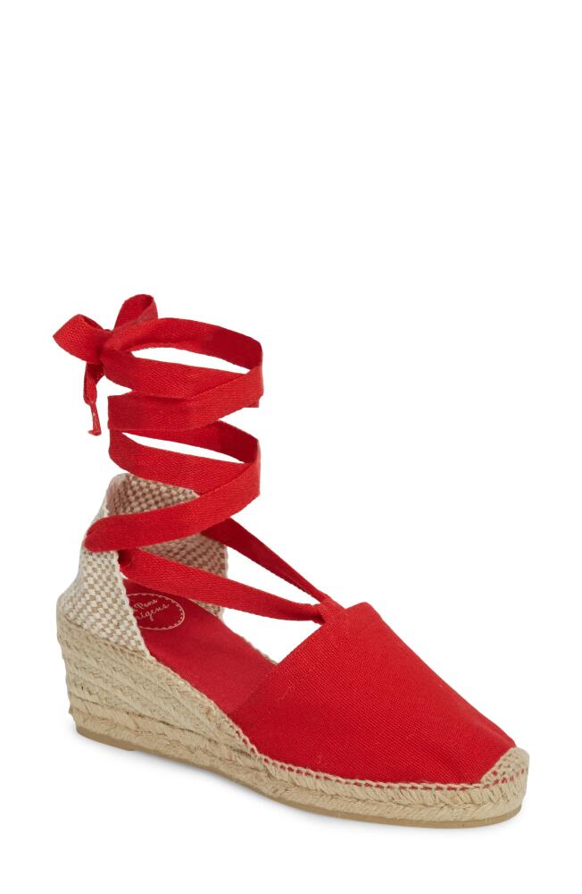 Toni Pons Valencia Wraparound Espadrille Wedge in Red Fabric Cover