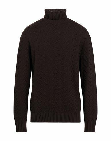 Circolo 1901 Man Turtleneck Dark brown Wool Cover