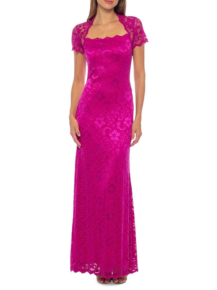 Marina Women's Squareneck Lace Gown - Fuchsia Cover