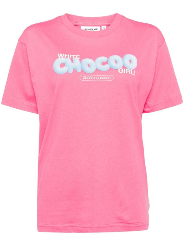 CHOCOOLATE logo lettering cotton T-shirt - Pink Cover