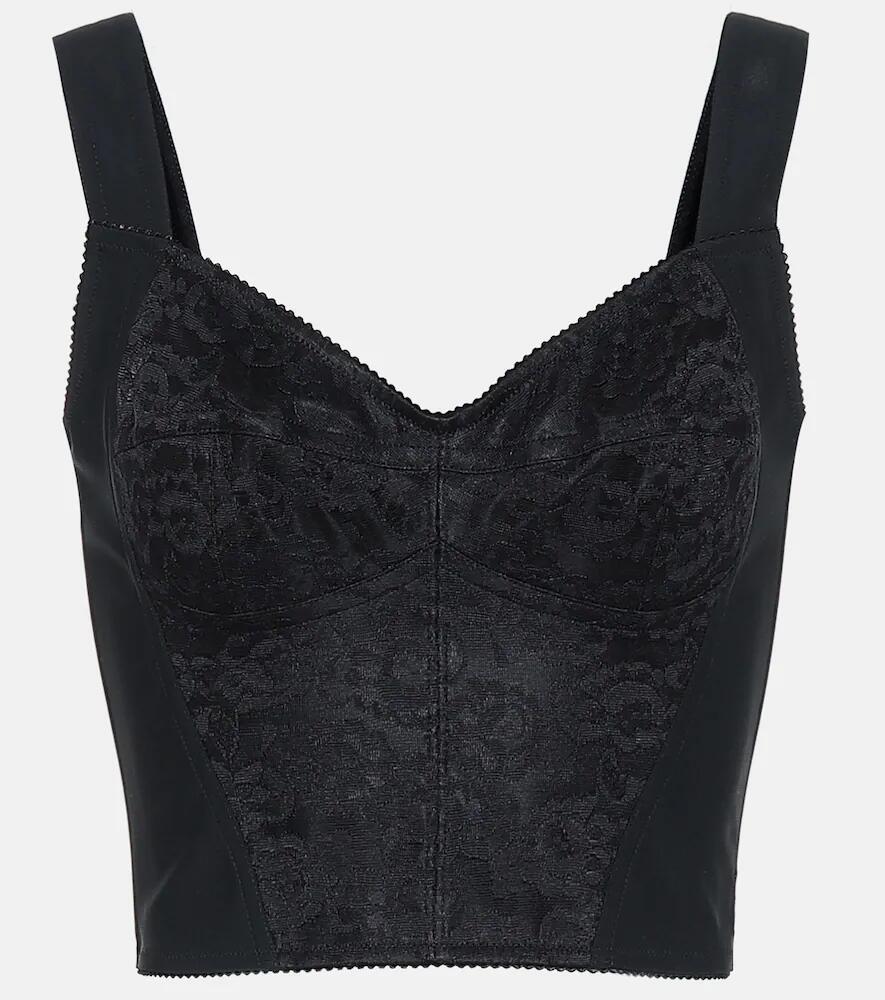 Dolce & Gabbana Lace-trimmed jacquard bustier Cover