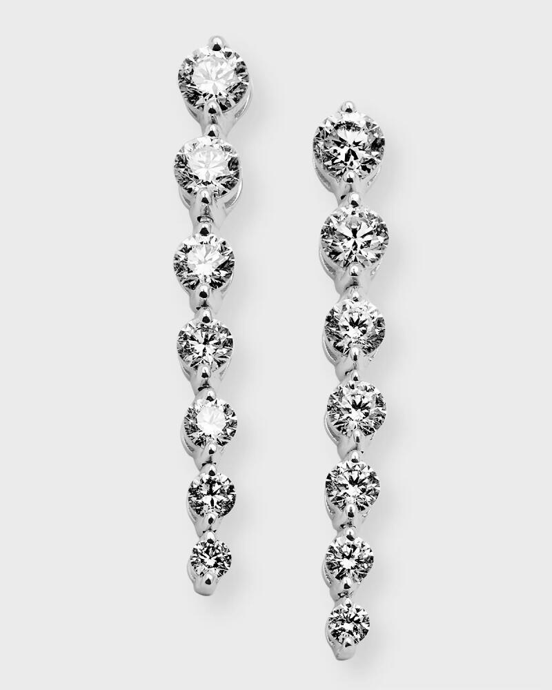 Neiman Marcus Diamonds 18K White Gold Graduated Diamond Drop Earrings, 2.9tcw, 1.5"L / 0.2"W Cover