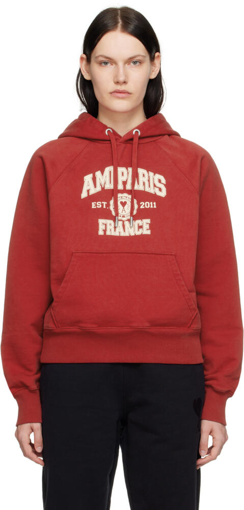 AMI Paris Red Organic Cotton Hoodie Cover