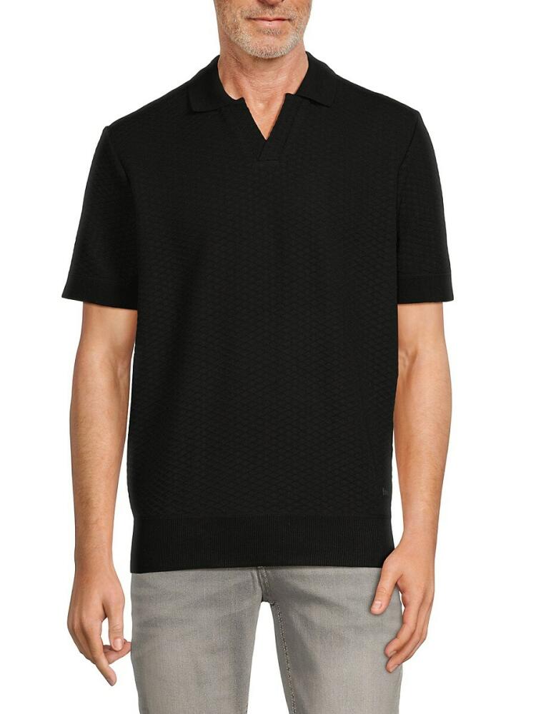 BUFFALO David Bitton Men's Willians Johnny Collar Sweater Polo - Black Cover