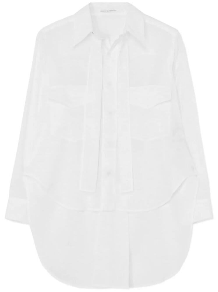 Yohji Yamamoto long-sleeve tied cotton shirt - White Cover