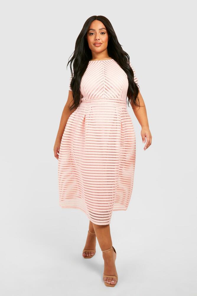 boohoo Womens Plus Boutique Full Skirted Prom Midi Dress - Pink Cover