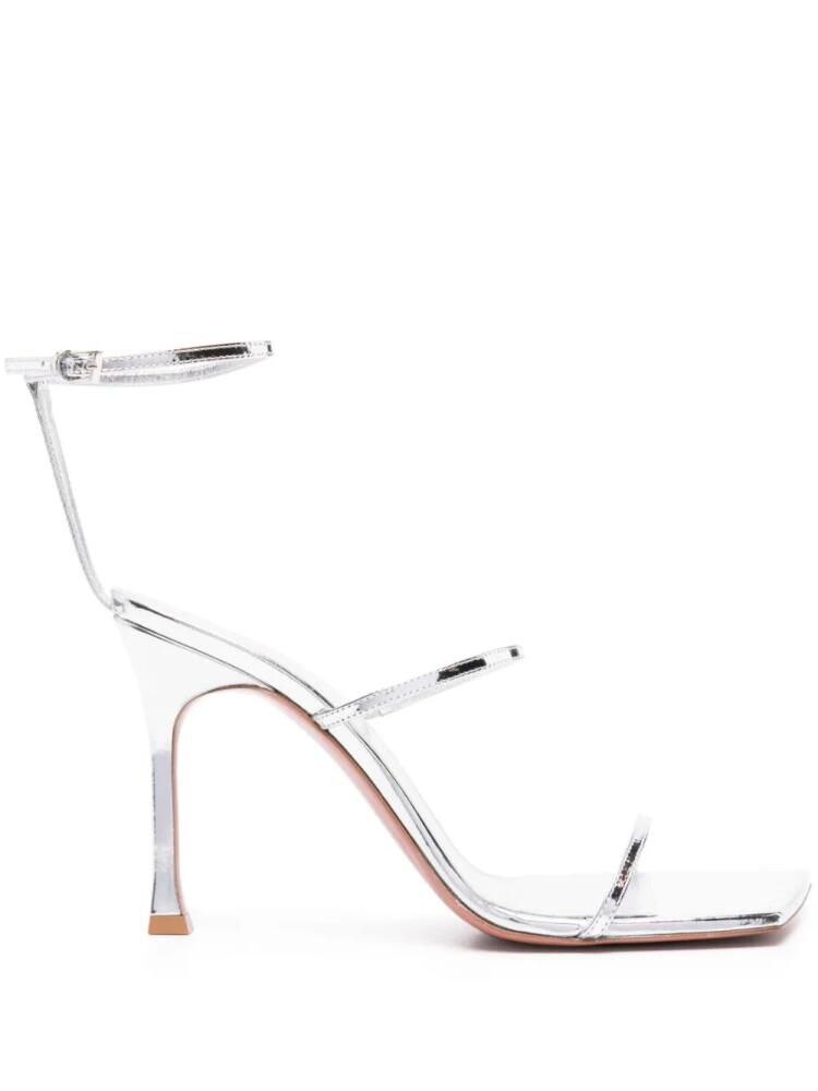 Amina Muaddi Maya 95mm leather sandals - Silver Cover