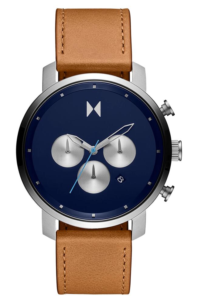 MVMT Chronograph Leather Strap Watch, 45mm in Blue Cover