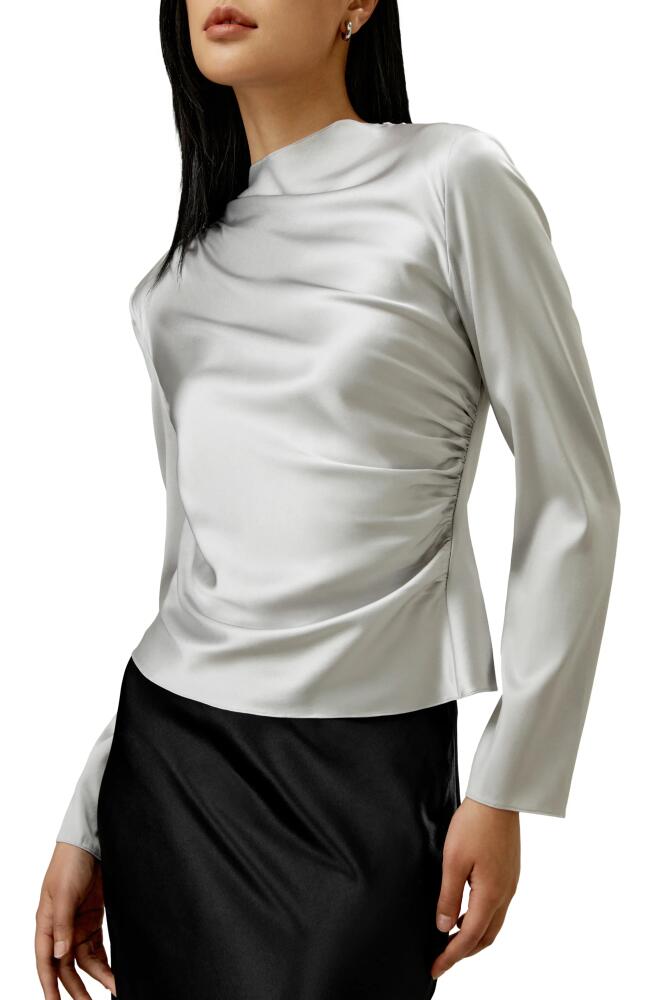 Lilysilk Oblique Wave Silk Blouse for Women in Silvergray Cover