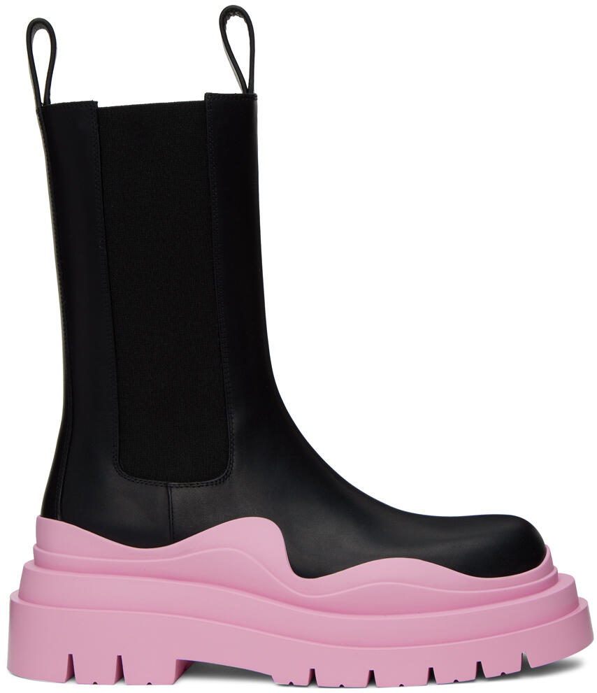 Bottega Veneta Black & Pink Tire Chelsea Boots Cover