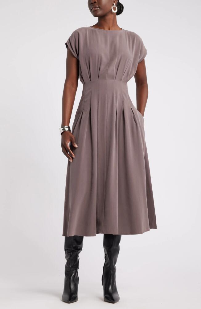 Nordstrom Pleated A-Line Dress in Grey Plum Cover